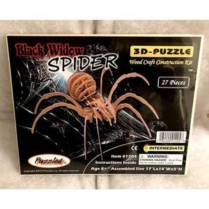 3D PUZZLE Black Widow SPIDER Wood Craft Construction Kit 27 Pieces Puzzled ~ NEW